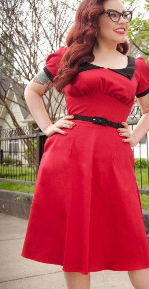 Pinup Couture Dorothy Dress in Red with Black Trim 3X